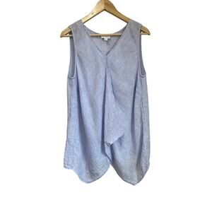 J.Jill Pure Linen Sleeveless Draped Top M Light Blue Summer Coastal Chic